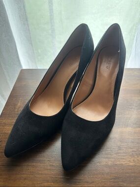J. Crew Black Suede Pointed-Toe Pumps
